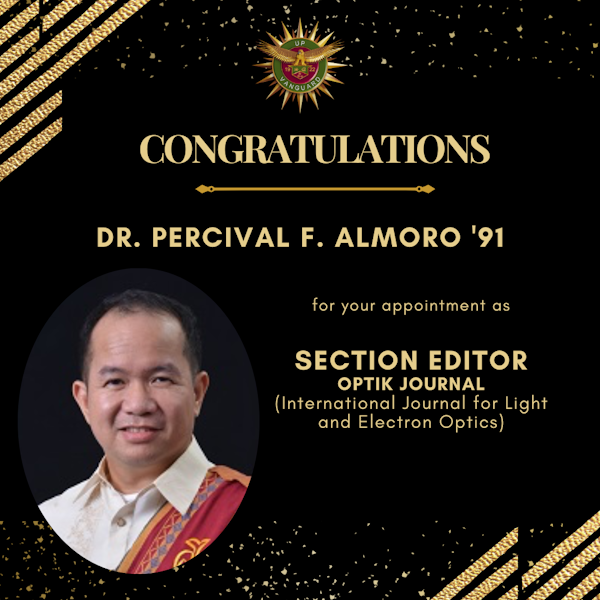 Congratulations for your appointment as Section Editor Dr. Percival F. Almoro thumbnail